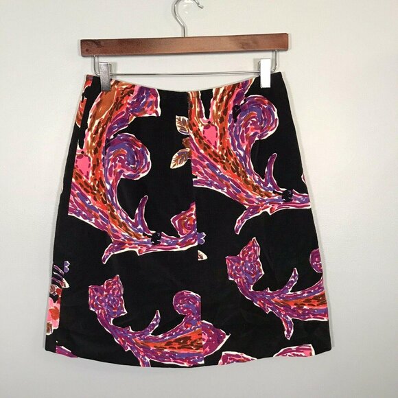 Etcetera Womens Floral Print Skirt Black Multicolor Size 0 Cotton & Spandex - Picture 3 of 4
